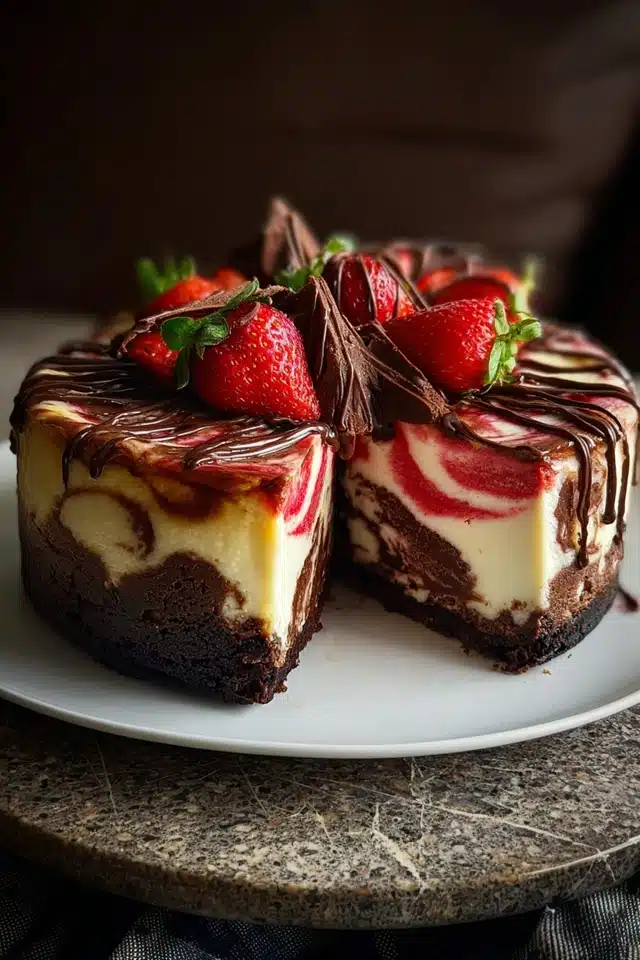 Chocolate Strawberry Swirl Cheesecake 17 44 73