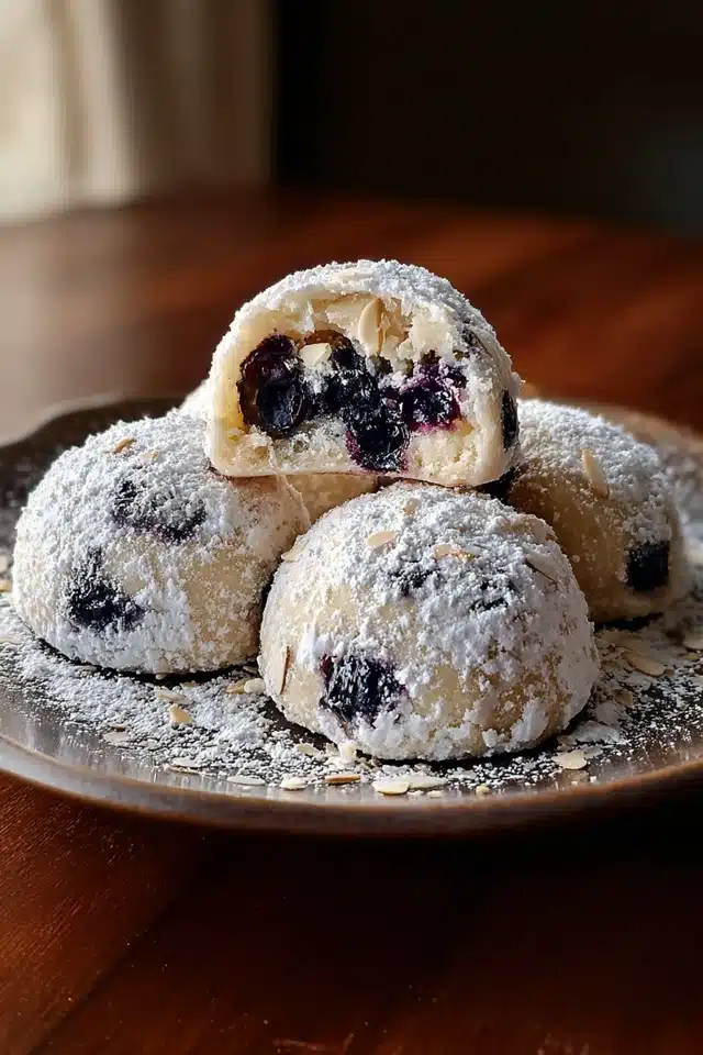 Blueberry-Filled Almond Snowball Cookies 17 44 91