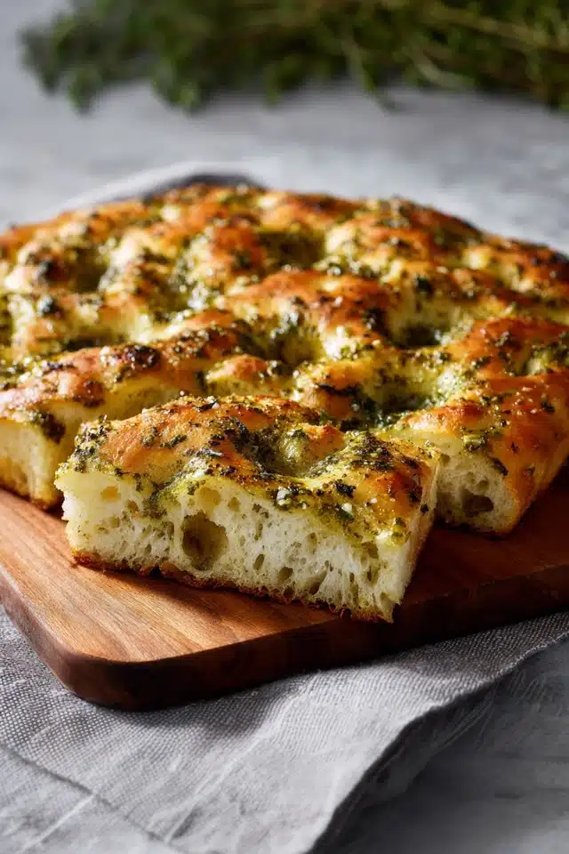 Easy Homemade Focaccia with Pesto: No-Knead Italian Bread Recipe 17 0 0 640 N 56