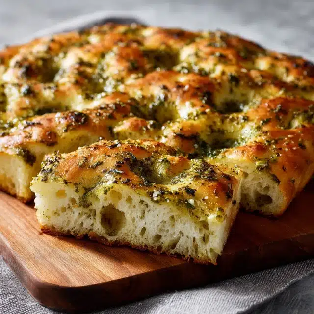 Easy Homemade Focaccia with Pesto: No-Knead Italian Bread Recipe 14 0 1 640 N 36