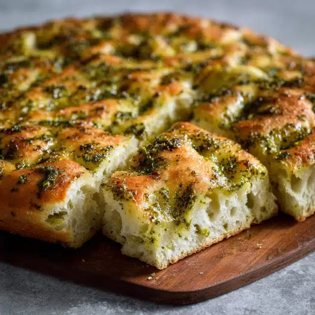 Easy Homemade Focaccia with Pesto: No-Knead Italian Bread Recipe 15 0 2 640 N 37
