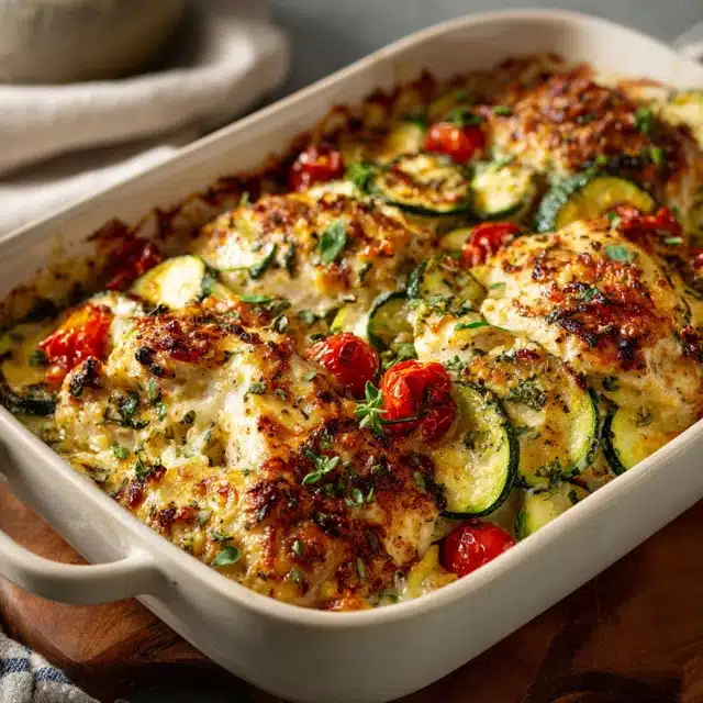 A Mediterranean Favorite with a Healthy Twist: Mediterranean Chicken Zucchini Bake 15 0 1 640 N 22