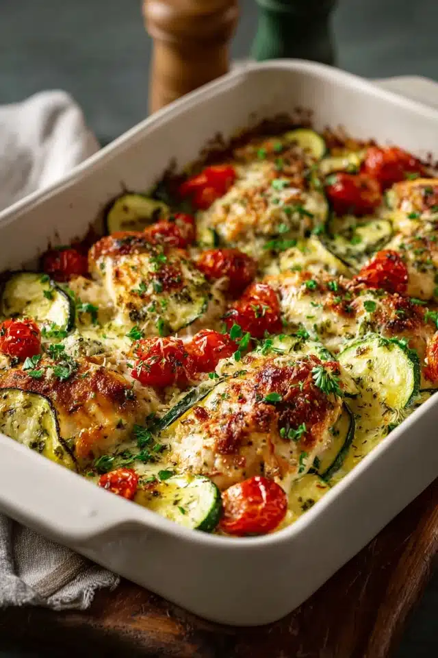 A Mediterranean Favorite with a Healthy Twist: Mediterranean Chicken Zucchini Bake 10 0 1 640 N 23