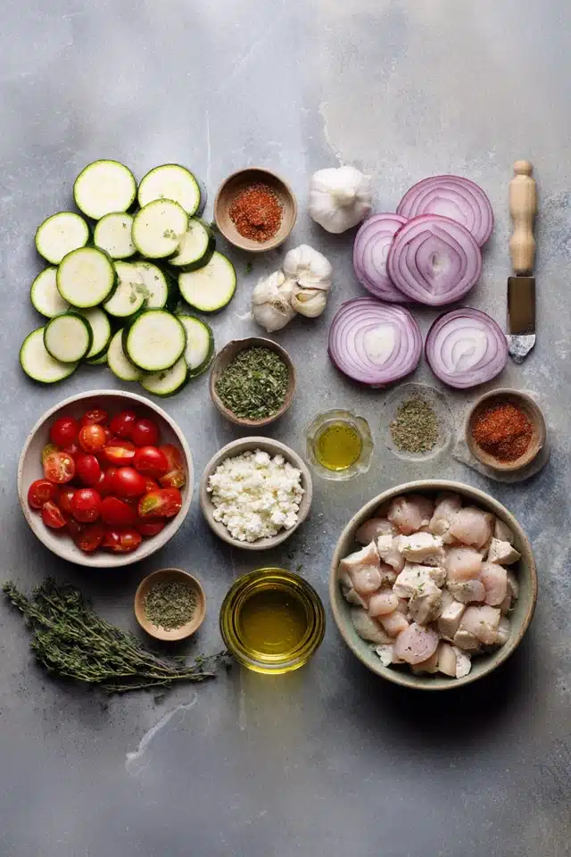 A Mediterranean Favorite with a Healthy Twist: Mediterranean Chicken Zucchini Bake 13 0 1 640 N 24