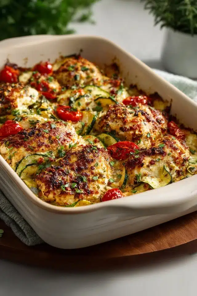 A Mediterranean Favorite with a Healthy Twist: Mediterranean Chicken Zucchini Bake 17 0 3 640 N 14