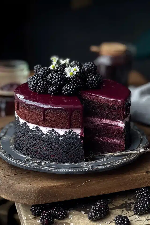 Decadent Blackberry Velvet Gothic Cake 13 44 19