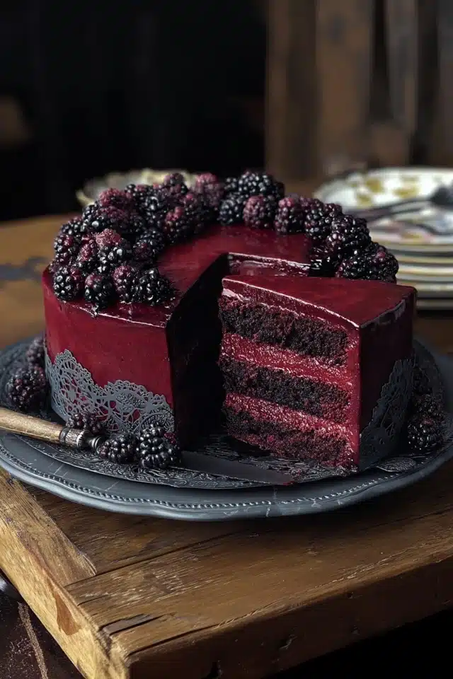 Decadent Blackberry Velvet Gothic Cake 8 55 19