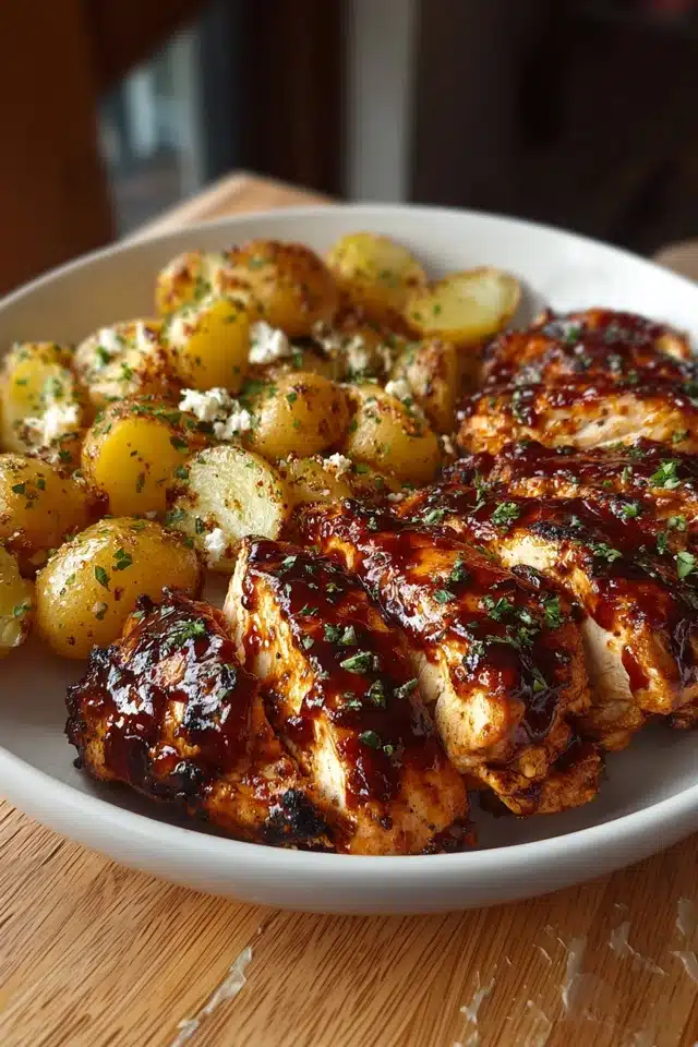 Honey BBQ Chicken with Garlic Potatoes 13 44 4
