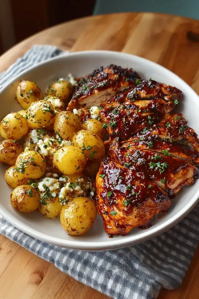 Honey BBQ Chicken with Garlic Potatoes 8 55 4
